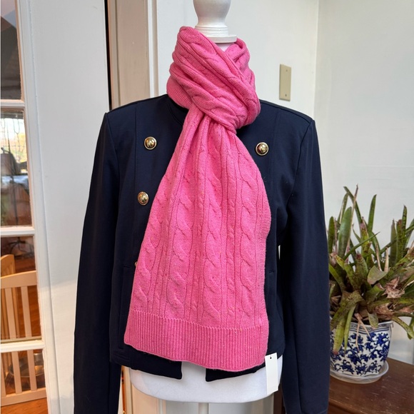 Talbots Pink Cable Knit Scarf, NWT - Picture 2 of 5